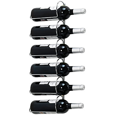 Hahn Pisa Wall Metal Wine Rack, Chrome, 6 Bottle